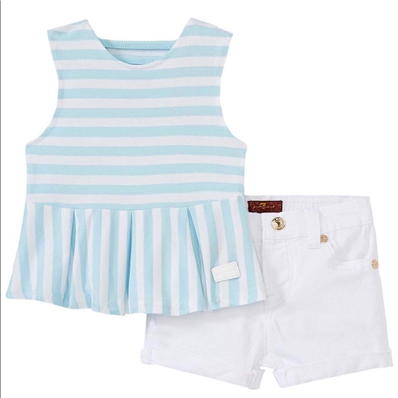 7 For All Mankind Other - 7 For All Mankind Baby Girls' Peplum Top Set 0-3M